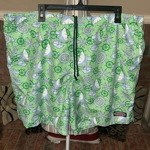 Vineyard Vines Green Sailboat Swim Trunks